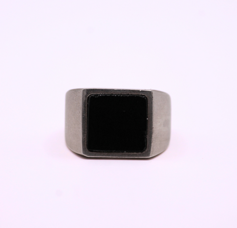 Renio anillo rectangular obsidiana