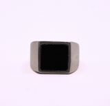 Renio anillo rectangular obsidiana